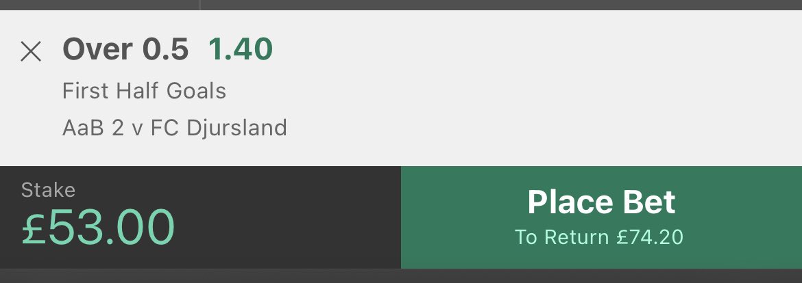 Mr_Footy_Tips's tweet photo. Inplay Challenge - £100 Target

Bet 3 - Denmark 🇩🇰 

Over 0.5 FH goals

£53 returns £74

Hit ❤️ if you’re following https://t.co/DMy1gVQXre