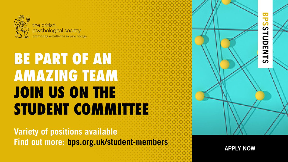 Applications are open for a range of roles on the BPS student committee!

Join us - these fantastic roles will help you to represent the student voice and kickstart your career in #psychology
 
Find out more: bps.org.uk/student-members