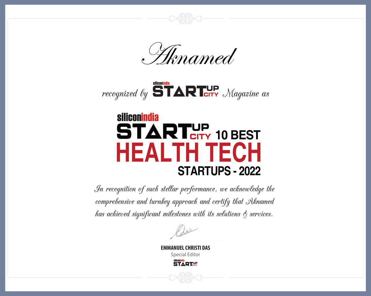 Aknamed_IN's tweet photo. We're super delighted to share with everyone, that Aknamed has been recognized amongst the 10 Best Health Tech Startups of 2022 by Siliconindia Startup Magazine.

Onwards &amp; Upwards!

Check out the interview by our CEO, Mr. Saurabh Pandey
- https://t.co/REht1y7ykE

#aknamed https://t.co/gAhuIIrJPA