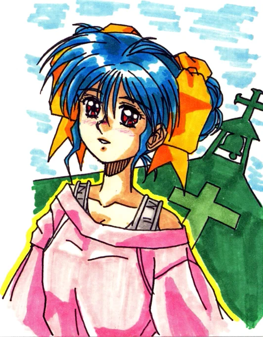 #自分の好きなキャラ一人の画像を四枚貼る久しぶりにこのハッシュタグが回ってきたんよね前回は艦これの「潮」だったけど過去絵フォルダーとかハマった作品とか思い出していくとOVA版「同級生2」"鳴沢唯" じゃないのか……と自分でも意味わかんないんだけどゲーム版じゃなくてOVA版なんだよw 
