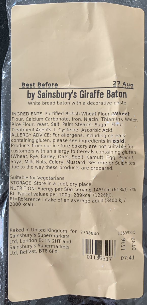 paulwi's tweet photo. Hey @sainsburys Is this what a Giraffe Baton is supposed to look like? https://t.co/Dwxujx1vA2