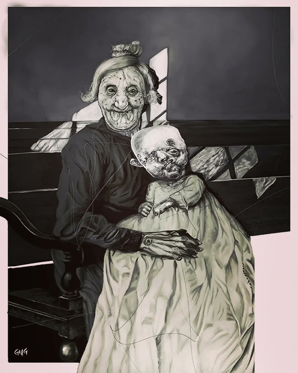 Estos adorables personajes son "La bruja y el chico", ilustración para "Los Penitentes", novela de @joealamo1960 , publicada por <a href="/ObscuraEditori1/">Obscura Editorial</a> 2022. 🦴