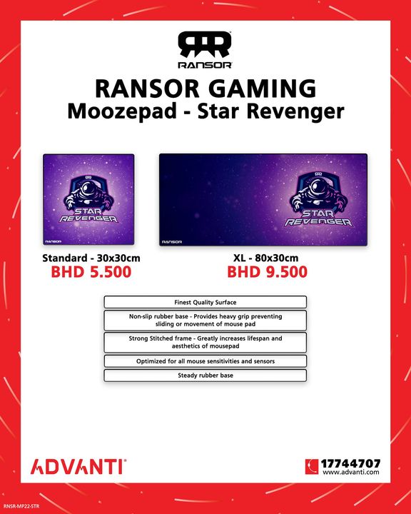 ADVANTIGroup's tweet photo. β¬ PREMIUM GAMING MOUSEPAD β¬
π₯ RANSOR Gaming Moozepad - Star Revenger π₯
For orders: π 17744707 π https://t.co/uBj4iXdgtU
WE DELIVER! ππ¦
#advantibahrain #RANSOR #Gaming #Moozepad #StarRevenger #Revenger #Mousepad #Bahrain #Manama https://t.co/iWyud8Aq0z