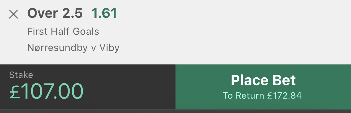 Mr_Footy_Tips's tweet photo. Inplay Challenge - £100 Target

Bet 5 - Denmark 🇩🇰 

Over 2.5 FH goals

£107 returns £174

Hit ❤️ if you’re following https://t.co/LMLnqyNxE9