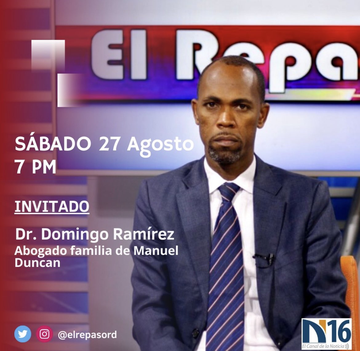 ElRepasoRD's tweet photo. Damos seguimiento al proceso judicial que llevan los familiares del extinto comunicador #ManuelDuncan y esta semana recibimos al Dr. Domingo Ramírez, (@domingoramirez ) abogado de la familia.
#felixalburquerque #dncd #ricohotdog #nuñezdecaceres https://t.co/gFRgmr3hZH