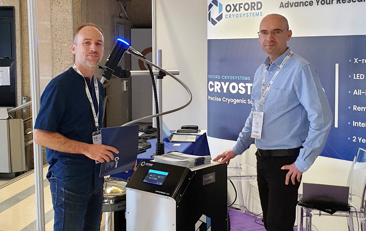 oxcryo's tweet photo. Great to be able to see the Cryostream 1000 system in person at #ECM33. Visit our booth (No.1) to talk about the latest features and benefits included in the new design. We will present the Low-Temperature Poster Prize at the closing ceremony. #ECM33 @ECA_social @oxcryo https://t.co/eSNj6qk5RF