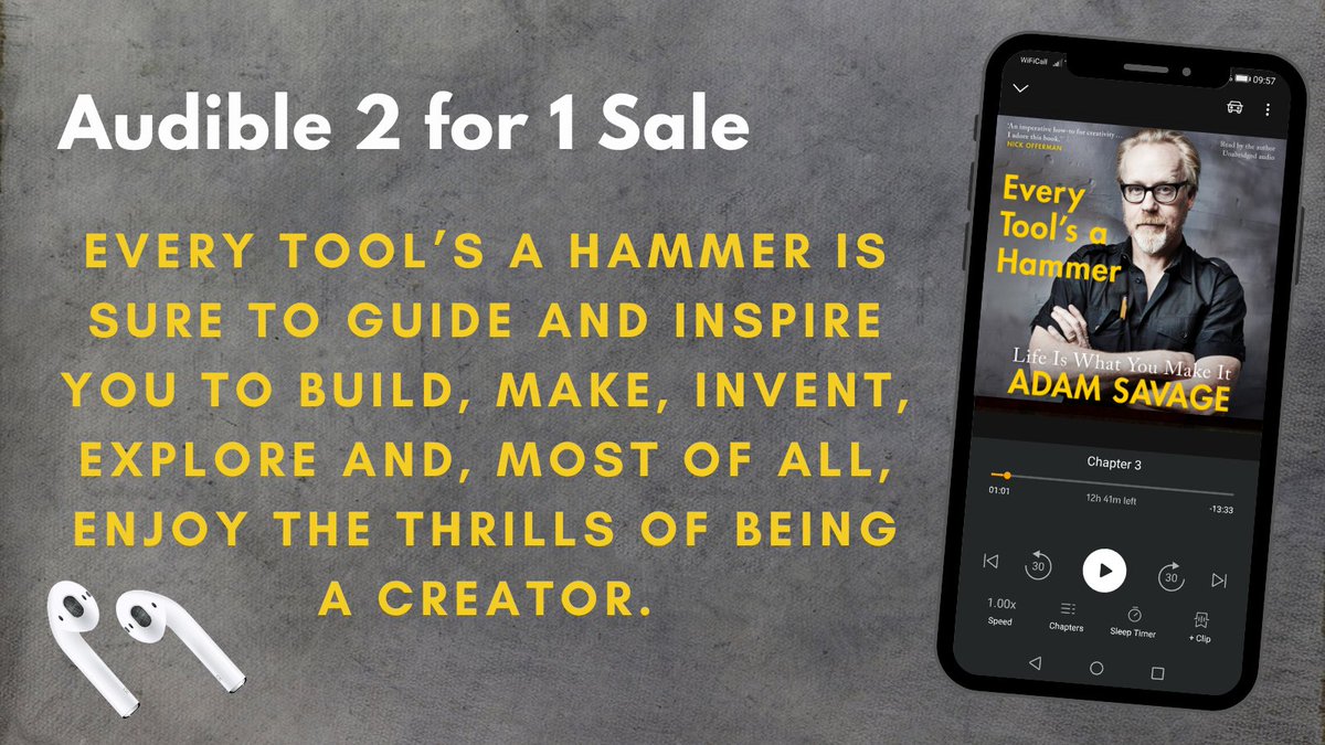 simonschusterE's tweet image. MythBusters’ Adam Savage shares his golden rules of creativity, from finding inspiration to following through and successfully turning your idea into reality. 

Listen to #EveryToolsAHammer by Adam Savage in @audibleuk &apos;s 2 for 1 Sale!

adbl.co/3Agnolq