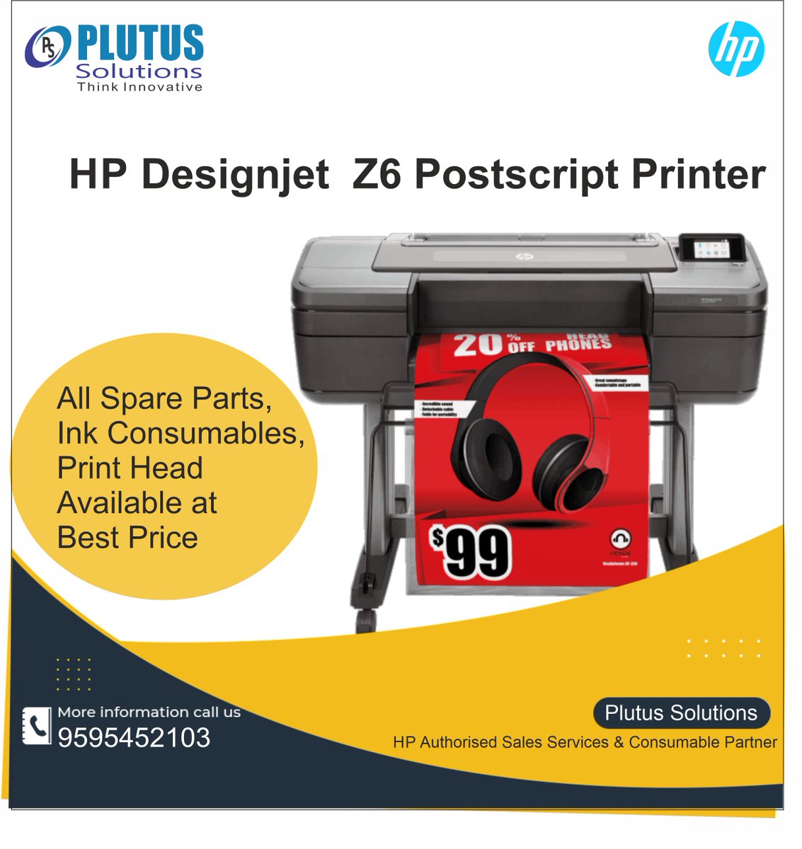 PlutusSolution's tweet image. HP Designjet Z6 postscript Printer / Plotter 

We are authorized sales, service &amp;amp; consumables pertner of HP.  Get the Aggressive price for HP designjet Printer, All spare parts, Ink consumables &amp;amp; Printhead. Contact us for more details on 9595452103.
#hpplotter #hpprinter