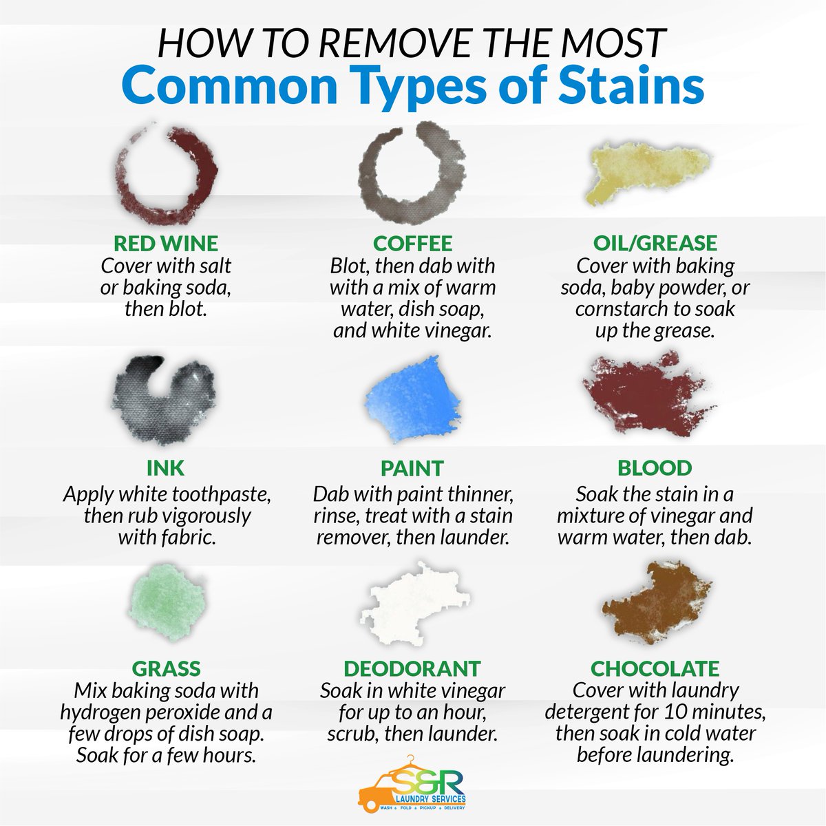 laundrysr's tweet photo. Stains happen but they don't have to be permanent. We gathered expert tips for removing the most common stains from clothes, carpets, and countertops.
-----
๐ https://t.co/NaF9k1Naxd
.
#cleanmylaundry #trust #laundry #dryclean #laundryservice #laundromat #stainremoval https://t.co/v5KMCoD7PV