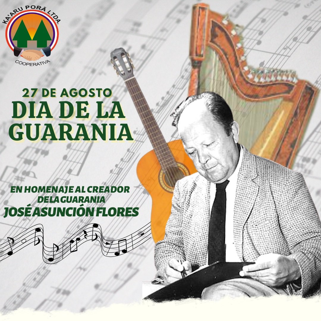 La Guarania es dulce, con las frases en Guaraní nos envuelve y nos transporta a un universo con diversas emociones 🎶🇵🇾

Hoy celebramos el Día Nacional de la Guarania ❤️🤍💙