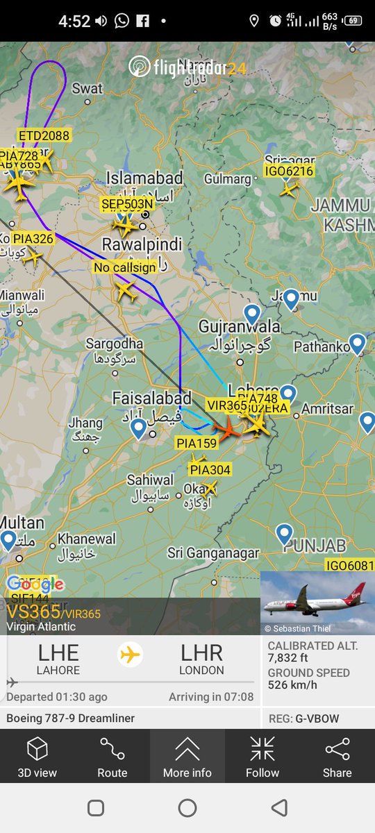TahoorNaik's tweet photo. #VIR365 departed for #London with delay now heading back to #Lahore
Hope everything is alright
#OPLA
#VS365
#B7879
#Uniqueflights
@VirginAtlantic 
@flightradar24 https://t.co/CTNs2lJPN8