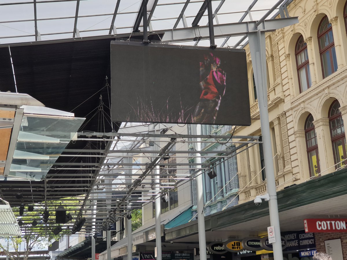 qldxrfestival's tweet photo. The ultra talented @x_rVb_x put together a spectacular 5 minute compilation of her work for today's Queen St Mall Big Screen Takeover!  It is mind-blowingly amazing! #reversebutcher #nfts #digitalart #augmentedreality #nft #qldxrfestival #brisbane https://t.co/yznJnwhLiI