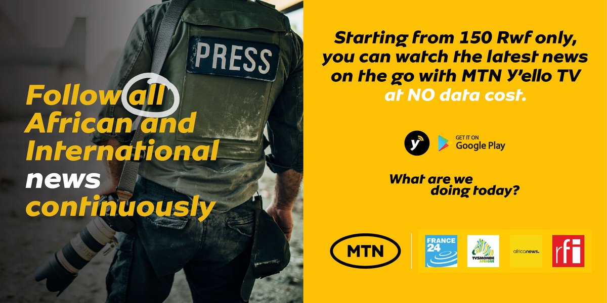 MTNRwanda's tweet photo. What’s trending today in the world? Find out on #YelloTV!
Download it on https://t.co/Idj1ufv5It and stay in the know.

#WhatAreWeDoingToday? https://t.co/pwzEg7CIXM