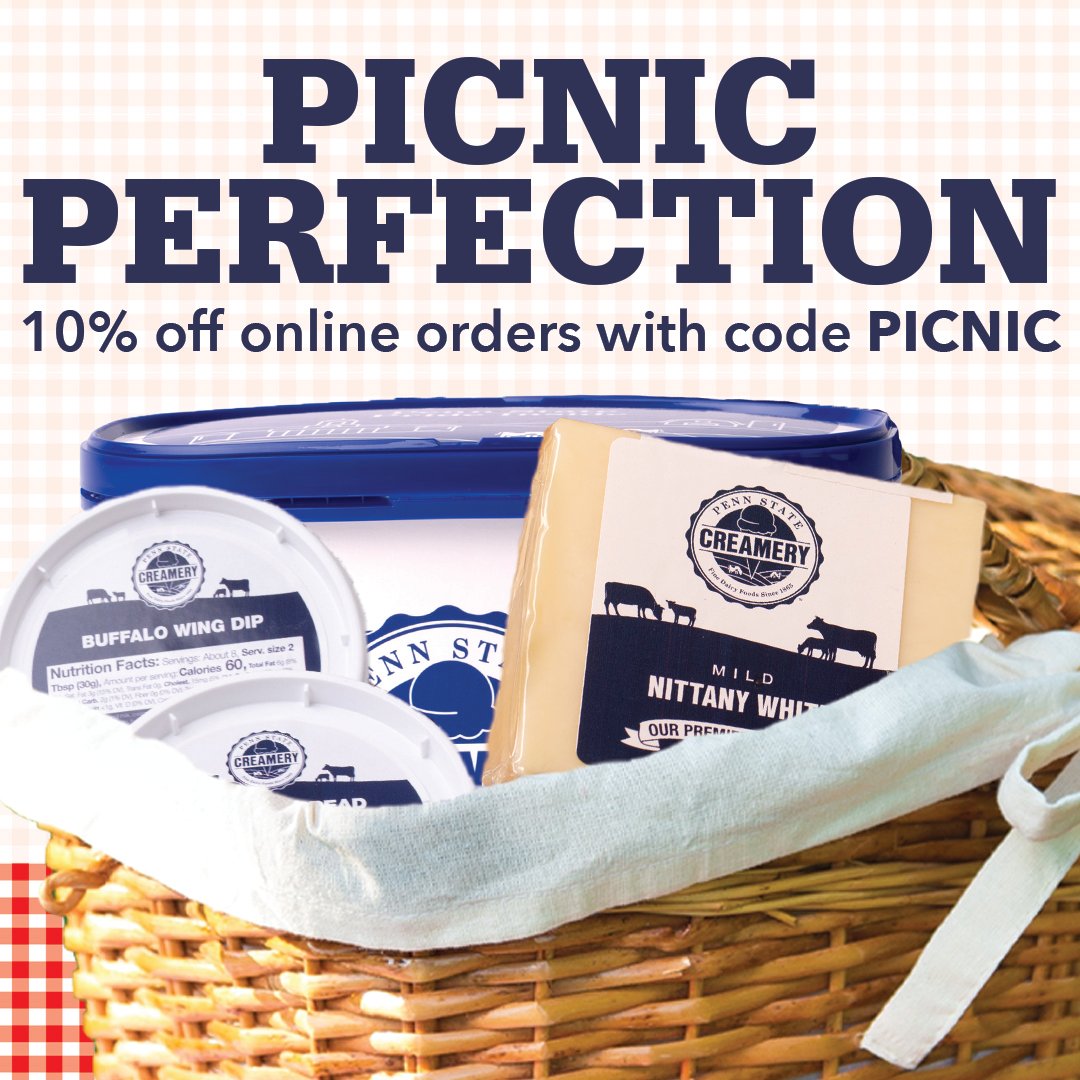 psucreamery's tweet image. There's still time to shop our Labor Day sale! Use code PICNIC to receive an extra 10% off your online order at creamery.psu.edu. Sale ends Tuesday at 11:00 a.m.

*Exclusions apply.

#PennState #Picnic #PackedtoPerfection