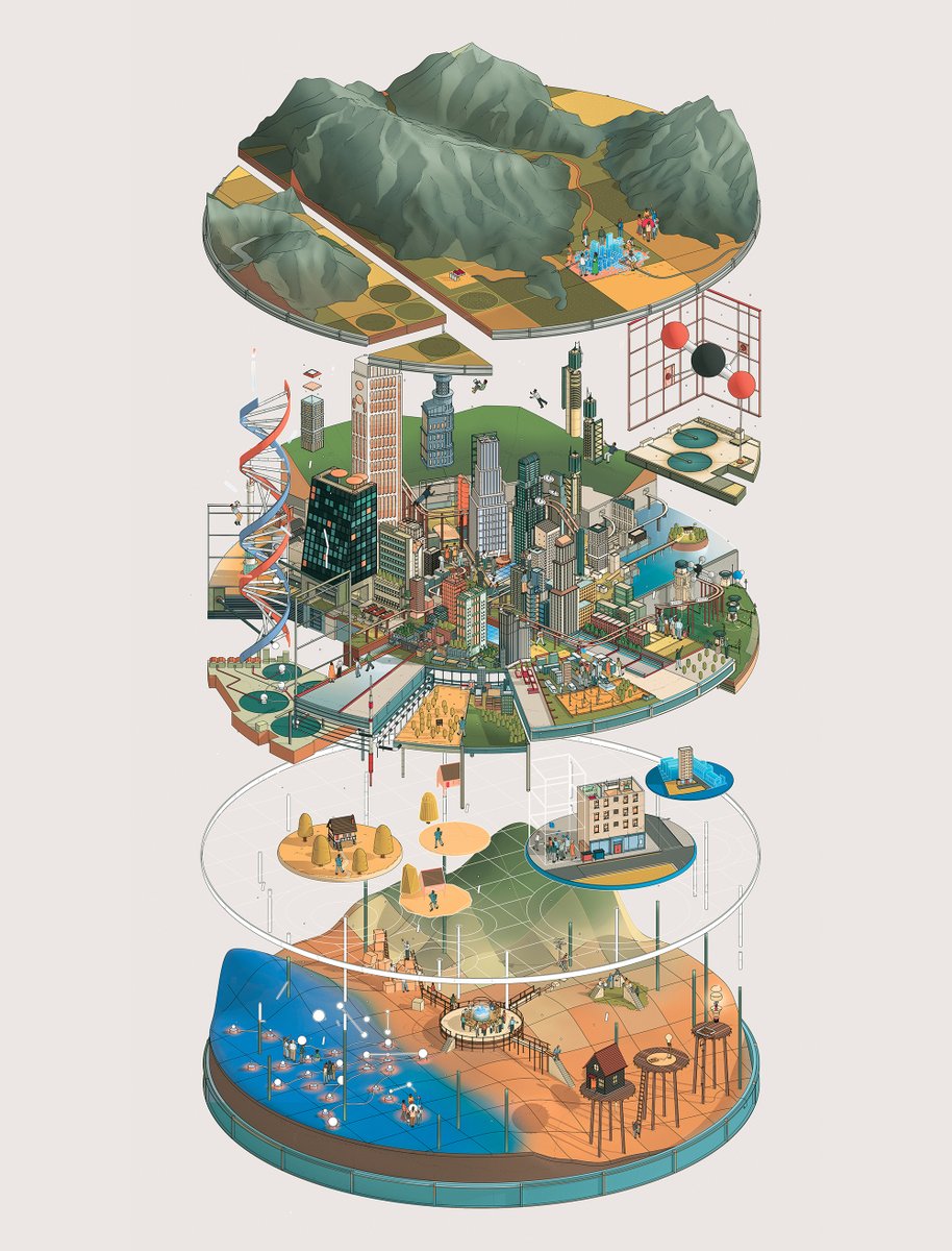 DougJohnMiller's tweet photo. A conceptual multi-layered piece as an introduction to Basis, a new non-profit AI research org. Enjoyed working alongside @partnerpartners and the Basis team to put together this detailed little world.. https://t.co/l11FtM1kuf