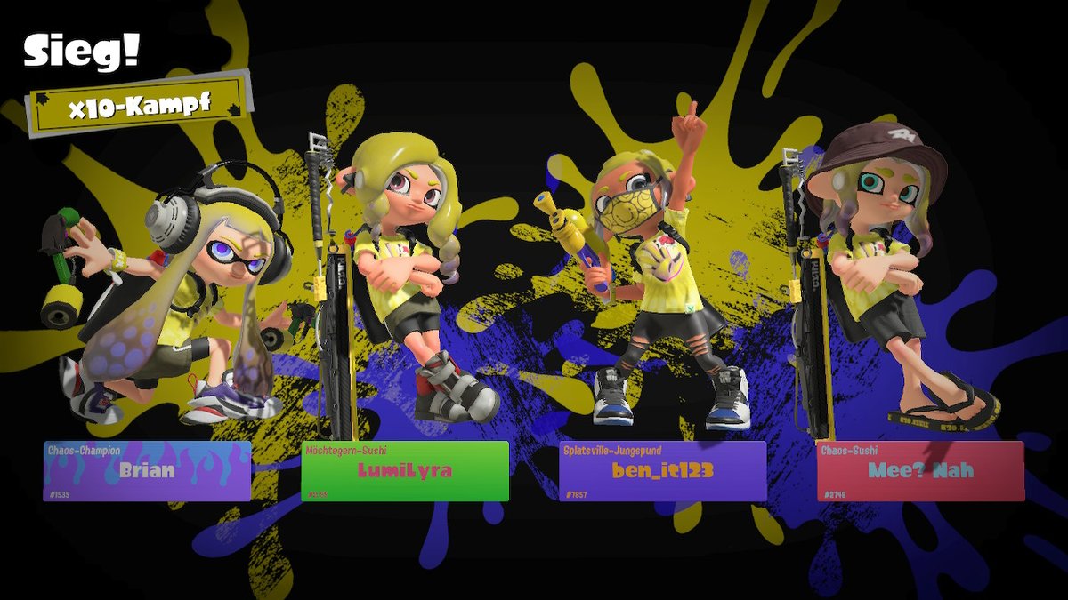 mee_nah_'s tweet photo. Unser erster x10 Sieg in #Splatoon3
Ich versuch mal mein Glück xD #DestinySplatoon3 https://t.co/6x2FpLhwMr