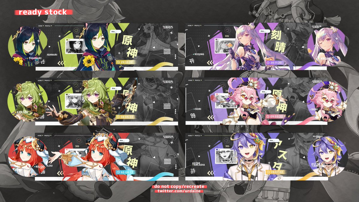 hi boleh bantu rt? akunku ga masuk ht 😢 

halo! aku ada layout ready stock genshin sama vtuber nih, price nya 13k get ava png. payment via dana gopay ya, kalo berminat bisa dm aku di jam 19.45 WIB ya makasii!! 

#zonaba #zonauang️