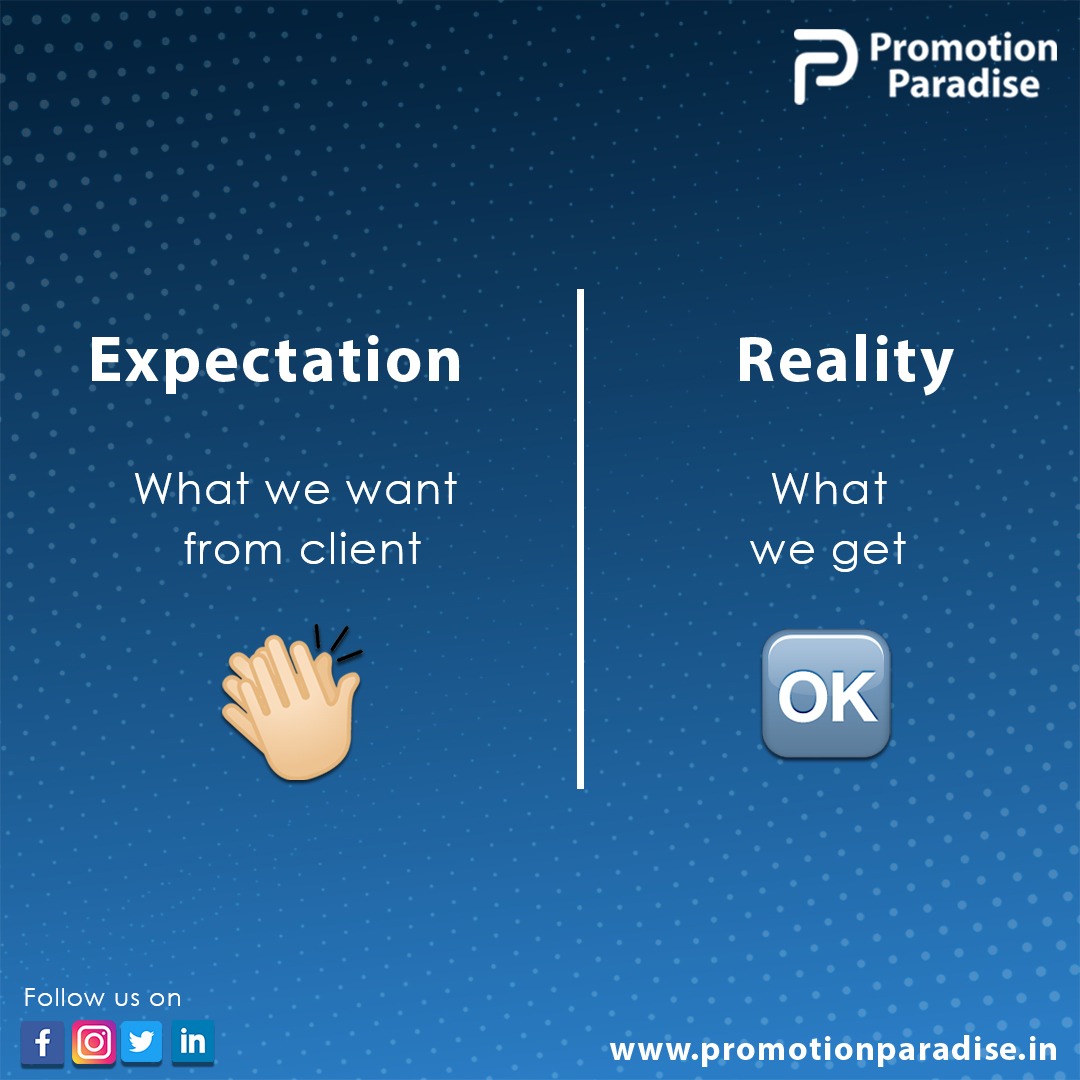 Do you find this relatable or not ? 🥹
Share your views in the comment section

#PromotionParadise #digitalmarketing #expectations #paidmarketing #socialmediamarketing #clientexpectations #clientdemands #digitalmarketingcompany #creativity #socialmediacreativity