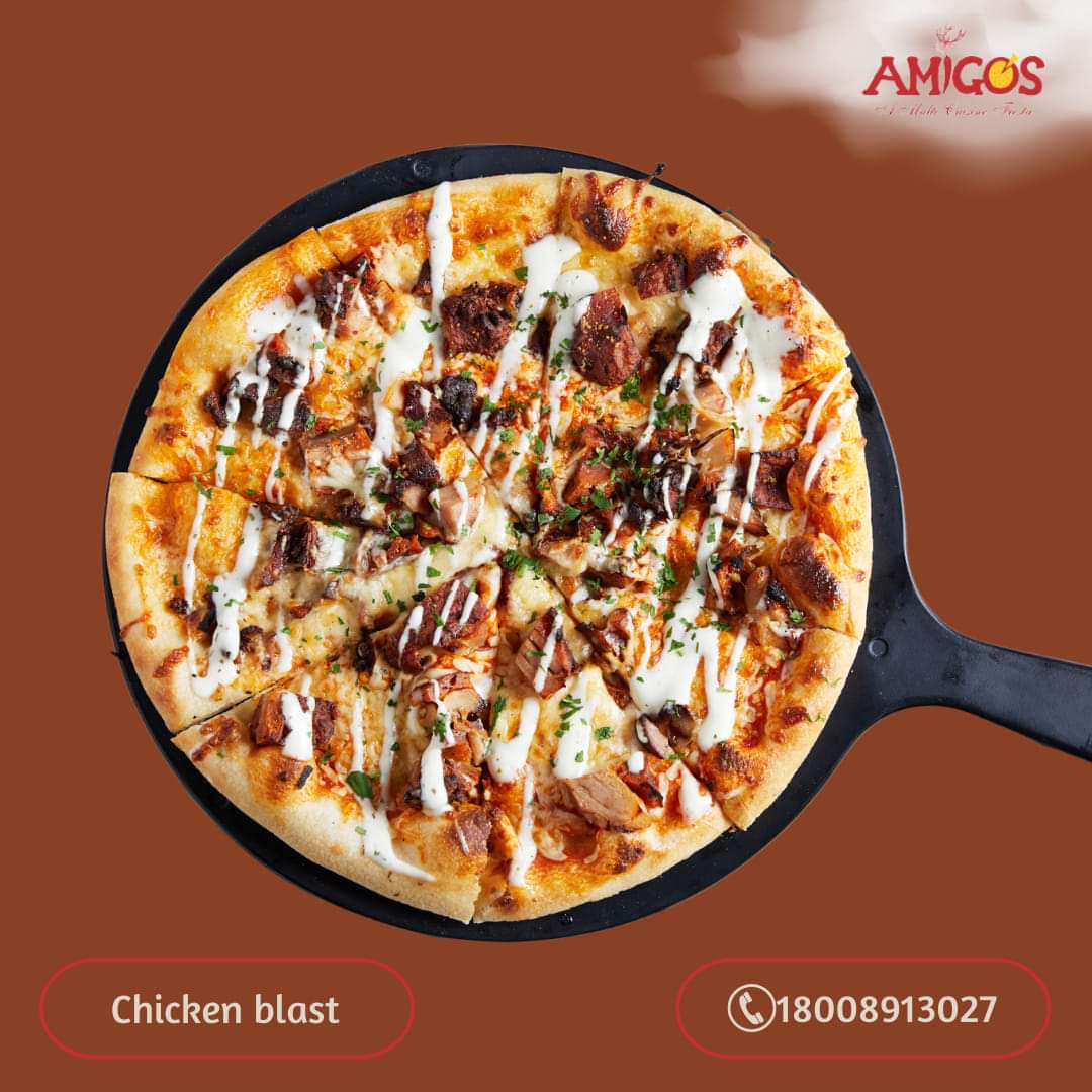 AmigosFoods's tweet photo. Chicken blast pizza from the kitchen of Amigos Hazratbal !
#chickenblast #pizza #pizzalove #pizzaphotography #bestpizzaintown #bestpizzainkashmir #foodie #foodphotography #kashmirfoods #bestrestaurants #amigoshazratbal https://t.co/dZg50tAqdw