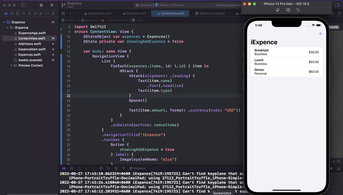 Md Khalid khan (@khalid_bd103) on Twitter photo #100DaysOfSwiftUI
Day 37 is successfully completed. @Published, <a href="/StateObject/">State Object</a>, sheet(), coadable, UserDefault, onDelete() is covered. It is the first big project.
#ios #iosdeveloper #iosdevelopment #swift #swiftui #swiftdeveloper #swiftprogramminglanguage #iphone #100DaysOfSwiftUI
Day 37 is successfully completed. @Published, <a href="/StateObject/">State Object</a>, sheet(), coadable, UserDefault, onDelete() is covered. It is the first big project.
#ios #iosdeveloper #iosdevelopment #swift #swiftui #swiftdeveloper #swiftprogramminglanguage #iphone