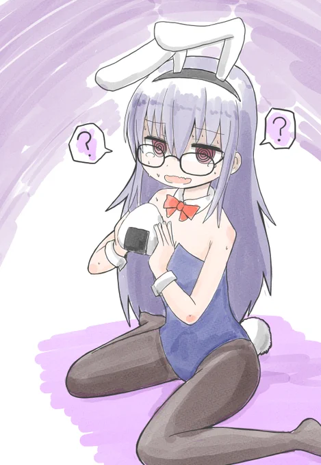 #10y5m 「10個くらいの要素を5個以上満たした絵を投稿する会(第6回目)」に参加しました。メンヘラおにぎりメガネふとももバニーです!!! 