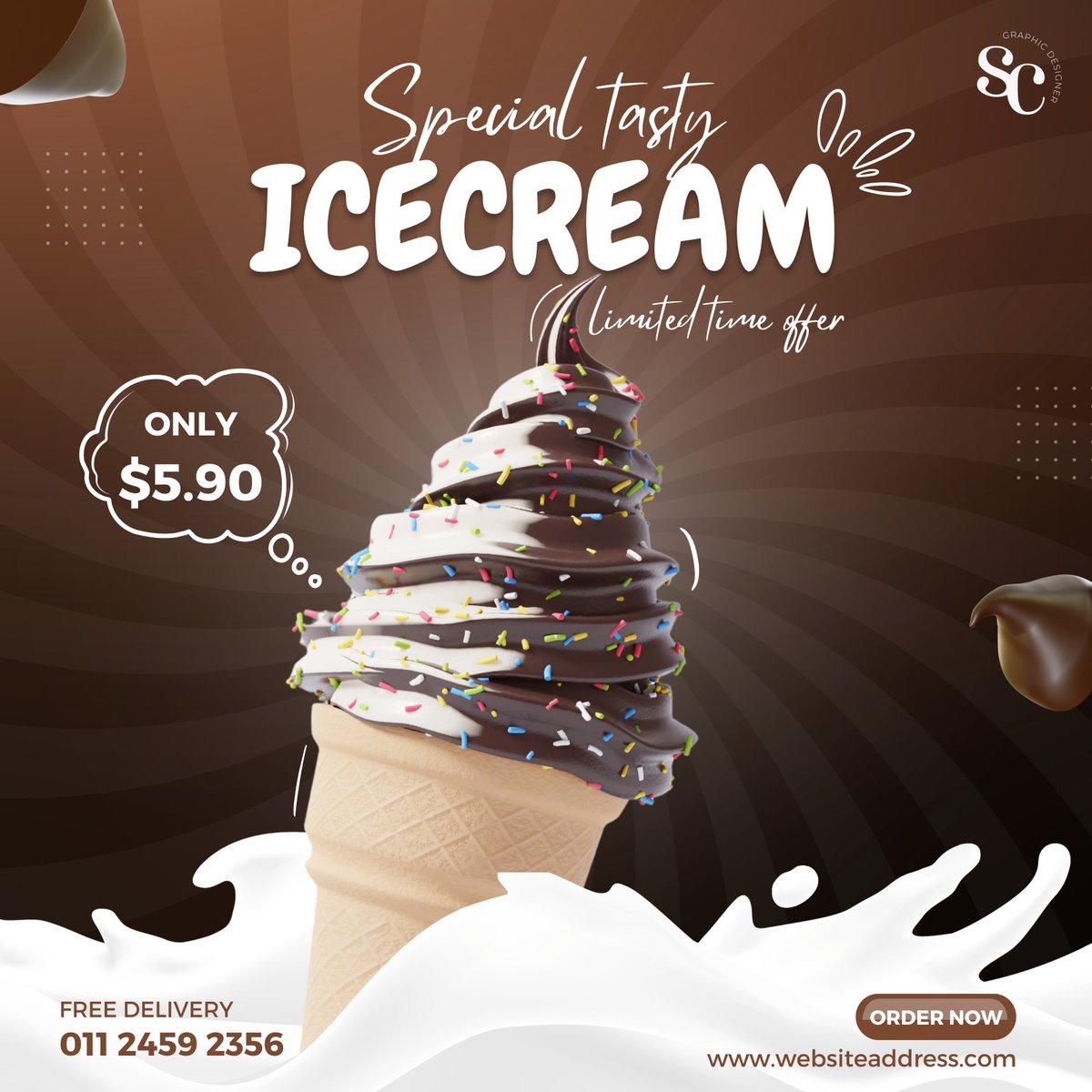 SadiaCreatives's tweet photo. Ice-cream social media post template on @canva. 🍧
If you are looking for elegant Graphic design for your brand, Contact me or DM
me. 🗳
Email: sadiafreebies@gmail.com
Fiverr: https://t.co/eetCANziXi

#canva #canvatutorial #canvadesign #socialmediadesign  #graphicdesign https://t.co/oGm65pAn7X