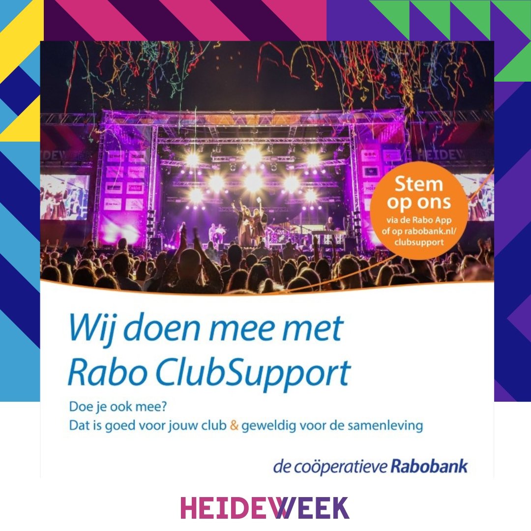 Heb jij een bankrekening bij de Rabobank én geniet jij volop van deze oergezellige Heideweek? Stem dan op ons! Vanaf 5 september a.s. kun je jouw stem uitbrengen Zet je het in je agenda? Stemmen doe je straks hier: rabobank.nl/leden/clubsupp…
#hdwk22 #HDWKHEIgoed22 #heideweek2022