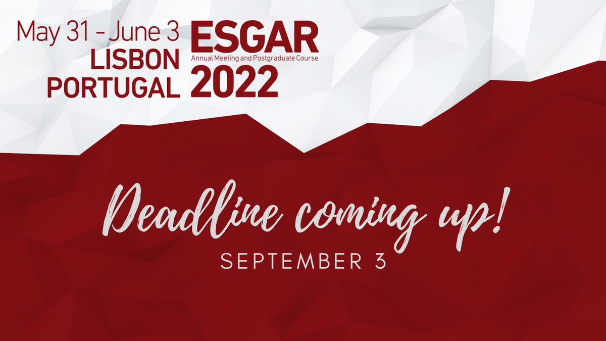 Don't forget: You only have until September 3 to watch the #esgar2022 on demand content and download all documents you need for your CMEs! cattendee.abstractsonline.com/meeting/10617