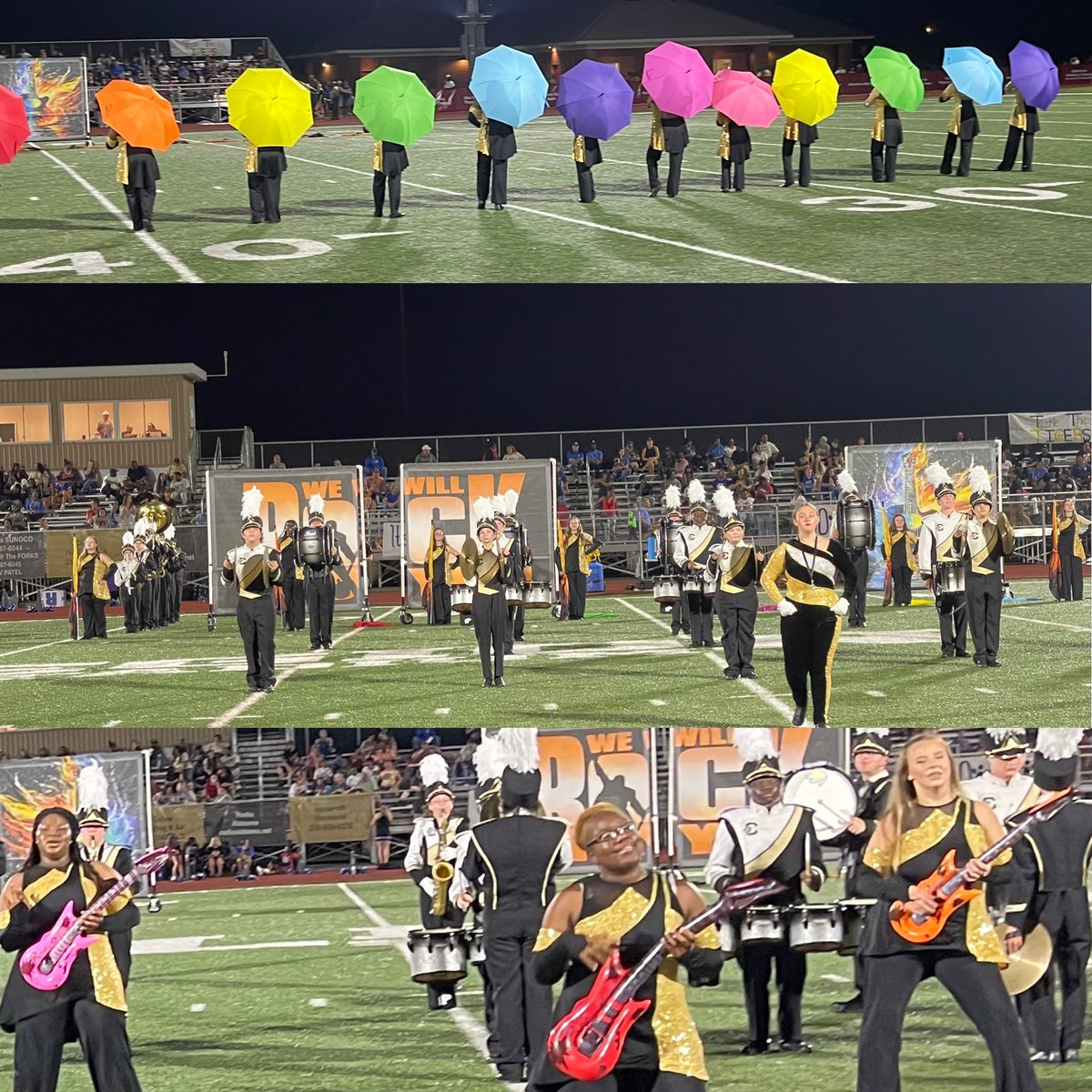 dan_seaborn's tweet photo. The BBC Marching Sound of Goldβs Rock and Roll Revue show includes a wide array of selections and is uniquely presented! We Will Rock You, Jailhouse Rock, Rock With You, Party Rock Anthem, I Love R and R , Heavy Metal Jam, and R and R All Nite #bbcmhs #LeadingTheWay #dedicatrd https://t.co/mXBmO2kB0y