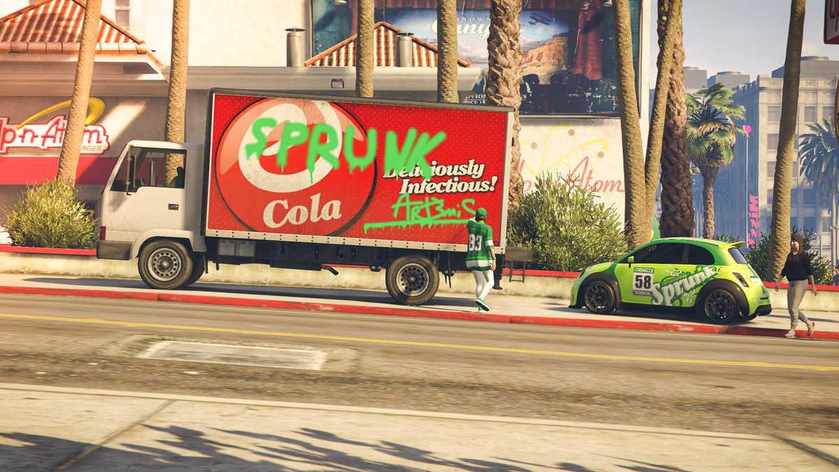 Art3misFR's tweet photo. Sprunk win  @RockstarGames 

#gtaonline #gta5 #gamergirl #virtualphotographer #outfitgta #gtavogue #gtao #RockstarGames #gtapc  #gaming  #photographer #art3misfr #photoshot #LosSantos #sprunk #sprunkvsecola https://t.co/wF2AE8T62r