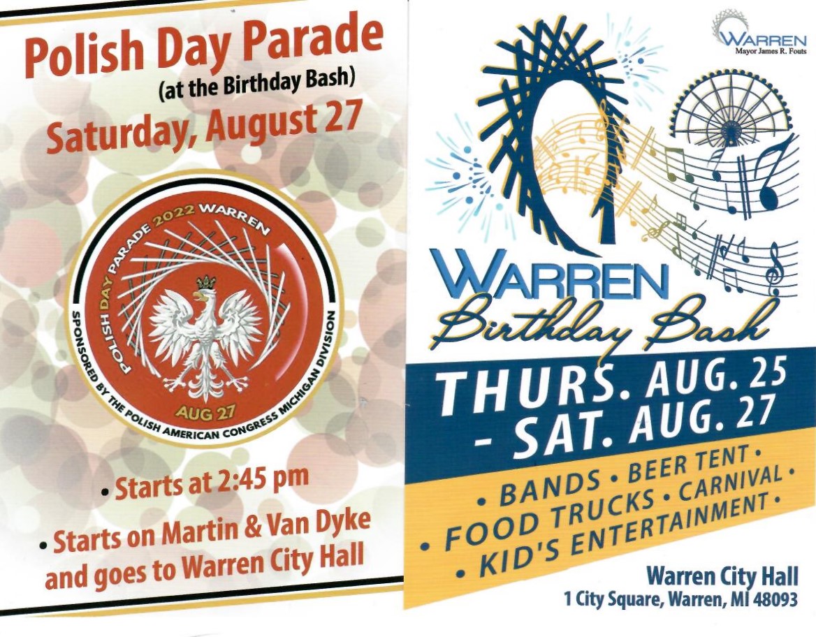 DADM_Graphics's tweet photo. @charlielangton Don't forget about the Warren birthday bash and the Polish day Parade this afternoon! #fox2news https://t.co/ZVFY54B5Ry