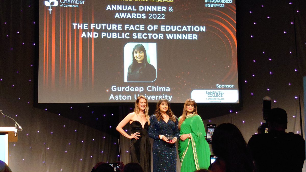 ChimaGurdeep's tweet photo. #Winner 🏆

Truly honoured to have received the @ffchamber award for Education and Public Sector last night! 

Amazing evening 🤩🤩

#FFAwards22 #GBYPY22 #Diversity #Enterprise #TeamAston 💪🏽 https://t.co/NAXr2Wzt1E