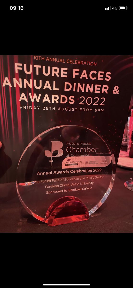 ChimaGurdeep's tweet photo. #Winner 🏆

Truly honoured to have received the @ffchamber award for Education and Public Sector last night! 

Amazing evening 🤩🤩

#FFAwards22 #GBYPY22 #Diversity #Enterprise #TeamAston 💪🏽 https://t.co/NAXr2Wzt1E