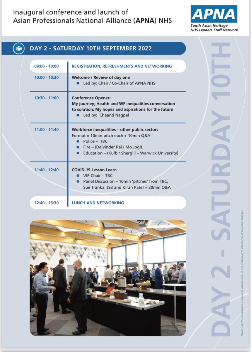 ApnaNhs's tweet photo. We have worked hard to bring you amazing speakers and delegates for networking. Ask by DM for booking form - ps we are close to fully booked @BalClaire1 @majithia_anil @NHS_RobW @786maq @DrCarterp118 @Shajeda_NHS https://t.co/ib34yN2HFS