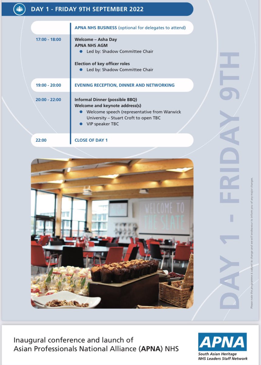 ApnaNhs's tweet photo. We have worked hard to bring you amazing speakers and delegates for networking. Ask by DM for booking form - ps we are close to fully booked @BalClaire1 @majithia_anil @NHS_RobW @786maq @DrCarterp118 @Shajeda_NHS https://t.co/ib34yN2HFS