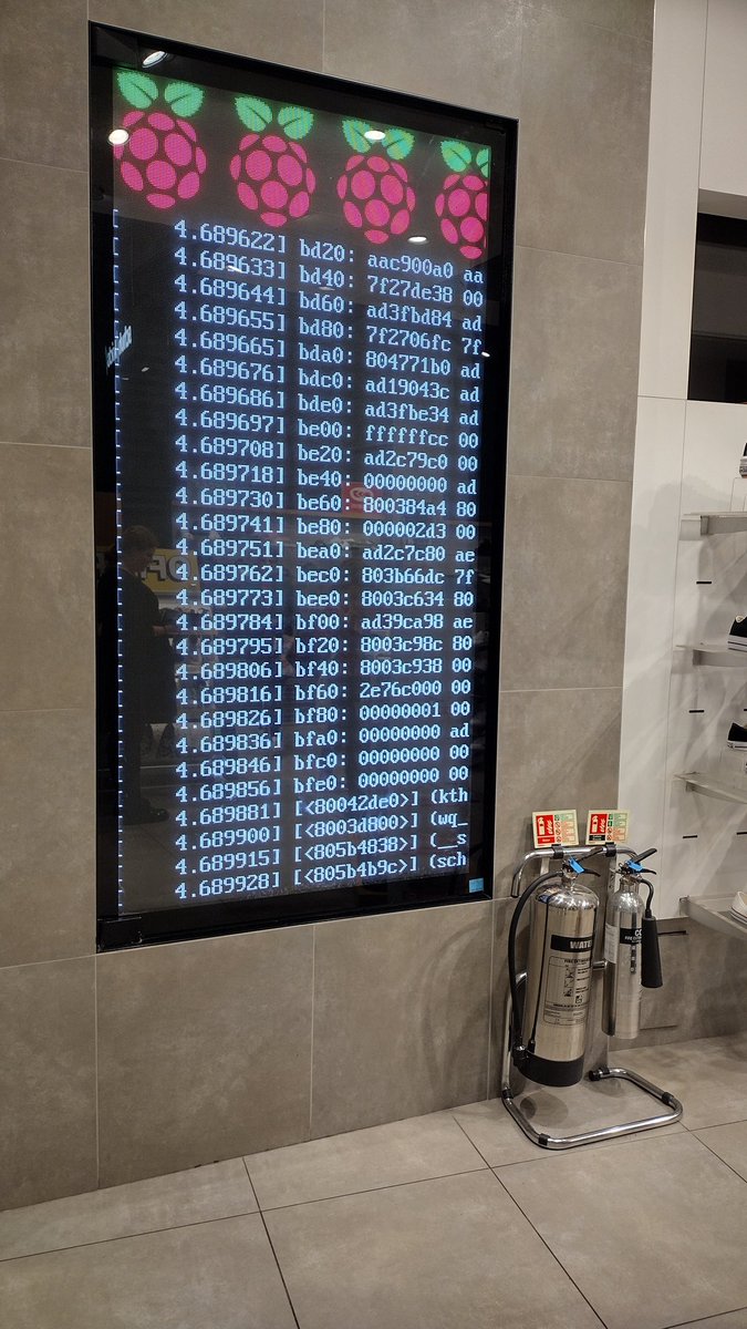 Well, worst comes to worst, the fire extinguishers are handy. <a href="/Raspberry_Pi/">Raspberry Pi</a> at <a href="/schuh/">schuh</a> Bull Ring, Brum (I'm going to guess duff memory card)