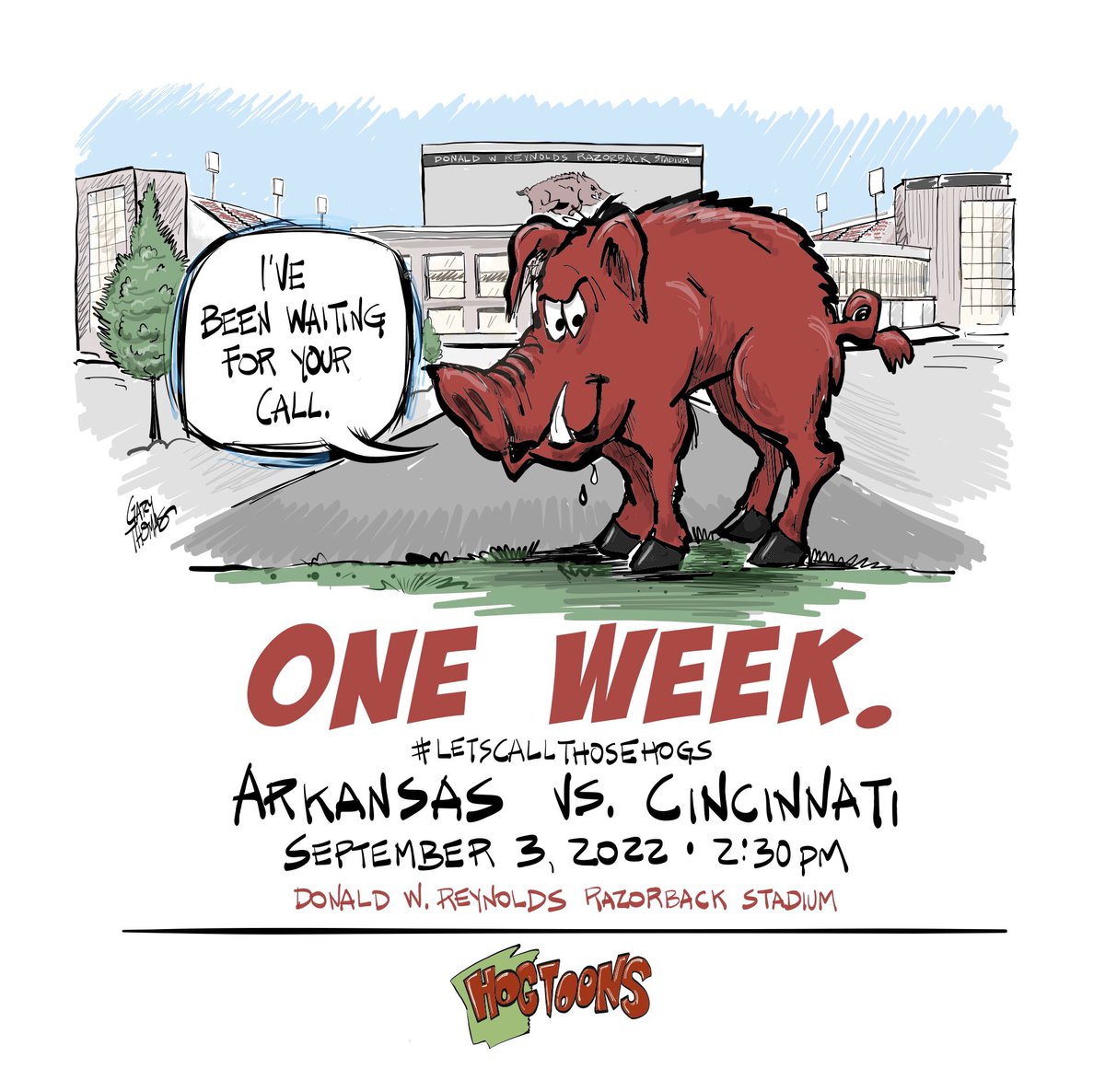 realrayzorback's tweet photo. We’re a week away from Razorback football. #callthosehogs @RazorbackFB @CoachSamPittman https://t.co/McbDyWLSMc