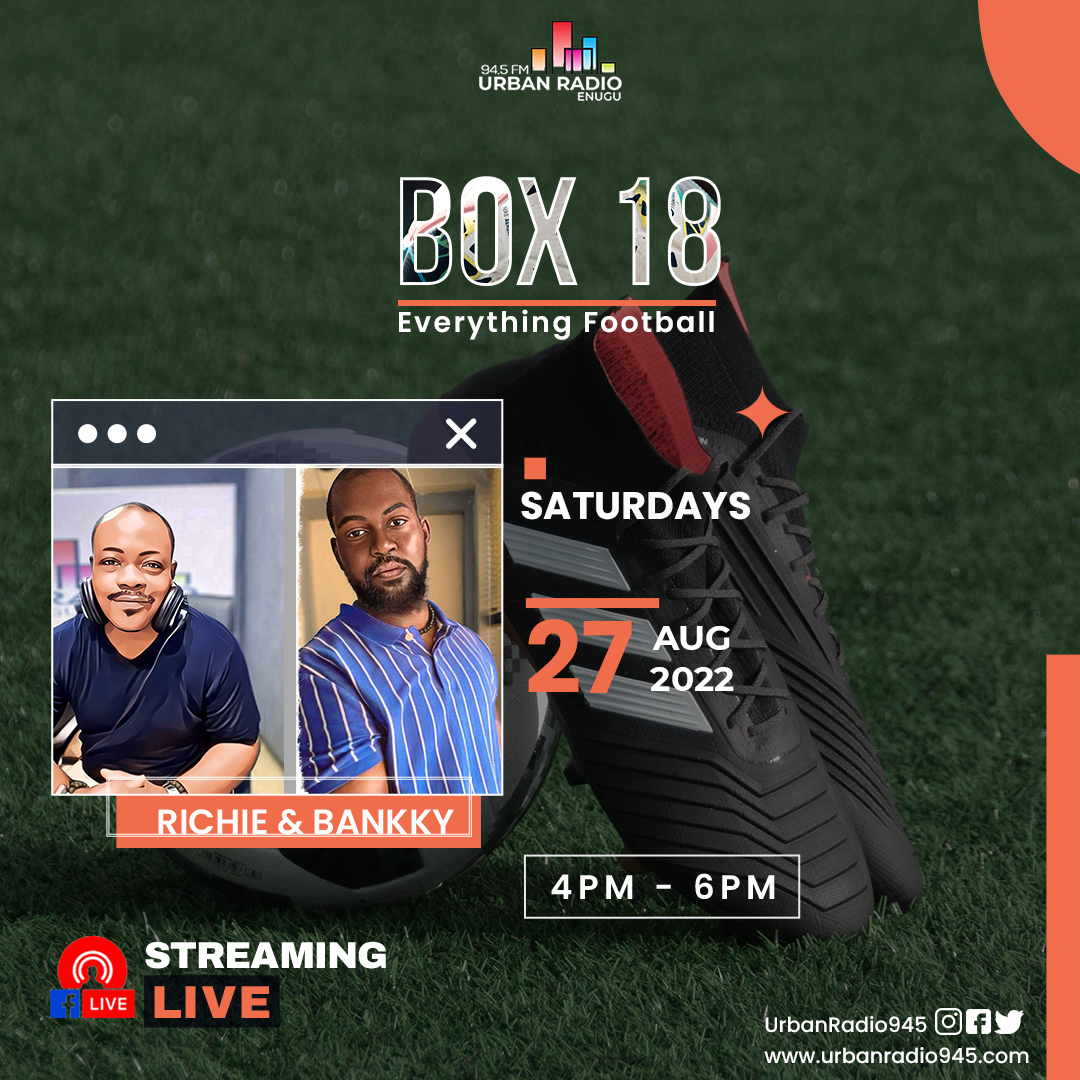 UrbanRadio945's tweet photo. Join Richie & Bankky for some amazing time on Box 18 // 4-6PM
It promises to be fun, let's talk football. 🎙🎧📻🔥😎
You don't want to miss this 🔥🔥🔥🎙
It's always an engaging conversation.
#football #PremierLeague
#box18 #coalcity #explore
#fun #crazy #excitement
#sports https://t.co/Wegwi5l3RT