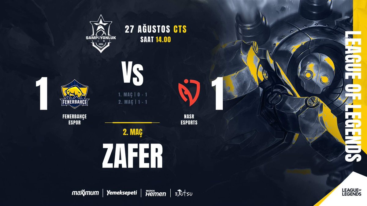 FBespor's tweet photo. Bastır Fenerbahçe! 💪🏻
2022 Şampiyonluk Ligi Yaz Mevsimi Finalleri yarı finalinde durumu 1-1'e getiriyoruz. Tebrikler takım! 💛💙
#HerZamanHerYerde #FBLOL https://t.co/qMQLalmSxe
