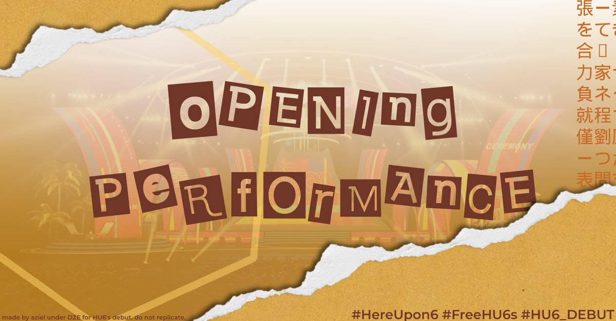 ㅤ

               ￮〭 ⸼۰ ✧◞ HU6'S DEBUT .ᐟ
  
               HERE     UPON     6       THE
               OPENING PERFORMANCE

               #DZESHOW         #FreeHu6s
               #HereUpon6  #HU6_DEBUT

ㅤ