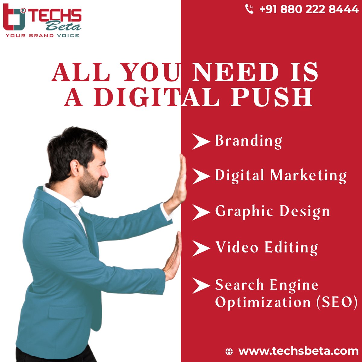 TechsBeta's tweet photo. Make your Brand Visible with our Expertise Creative services.
#DigitalMarketing
#Branding
#GraphicDesigning
#VideoEditing
#SearchEngineOptimization.
๐8802228444
#techsbeta #amu #aligarh
#webdesign #facebookmarketing #instagrammarketing #socialmediamarketing #digitalmarket https://t.co/FanhxgHOK6