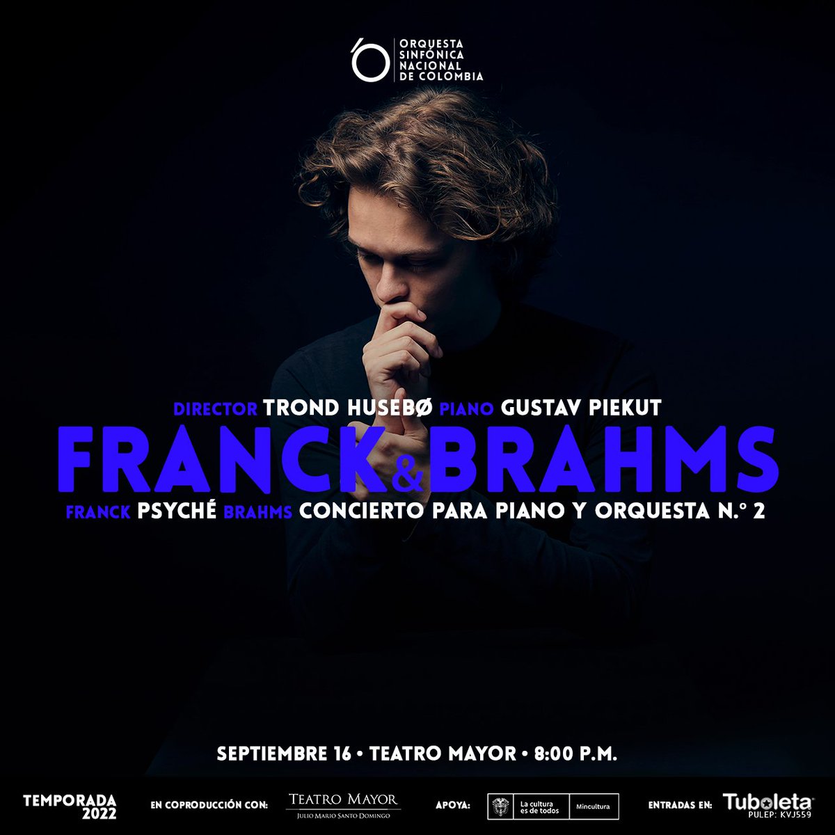SinfonicaCol's tweet photo. El viernes 16 de septiembre, la #SinfónicaNacionalDeColombia llevará al escenario del @teatromayor de Bogotá a dos importantes artistas nórdicos: el director de orquesta noruego Trond Husebø @trohu, y el joven y galardonado pianista danés #GustavPiekut.🧵 https://t.co/p3N44XIwLr
