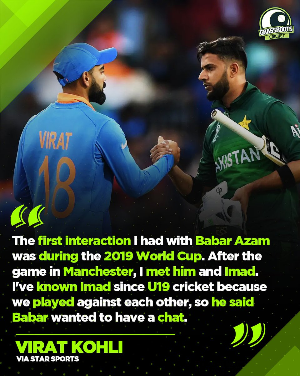 grassrootscric's tweet photo. Virat Kohli is in awe and admiration of Babar Azam's character!

#AsiaCup2022 | #INDvPAK | #PAKvIND https://t.co/MwLof5kA8Y