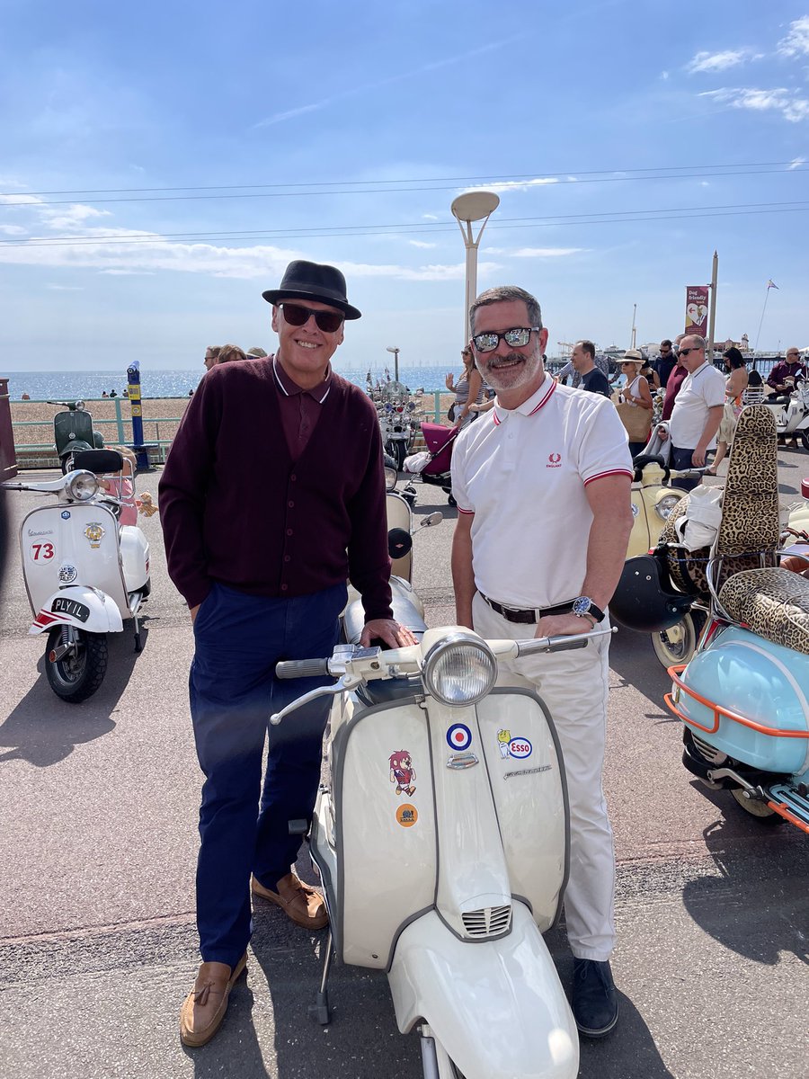 At the Brighton Mod Weekender rally with Andrew Evans - great day out #mod #Brighton #vespa