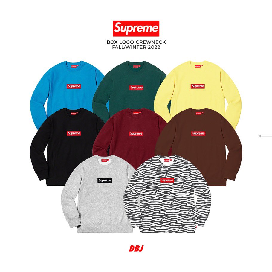 DropsByJay on X: Supreme FW22 Box Logo Crewnecks First Crewneck to drop  since FW18, we get a fresh new set of colors to choose from. Expected to  drop in early December so