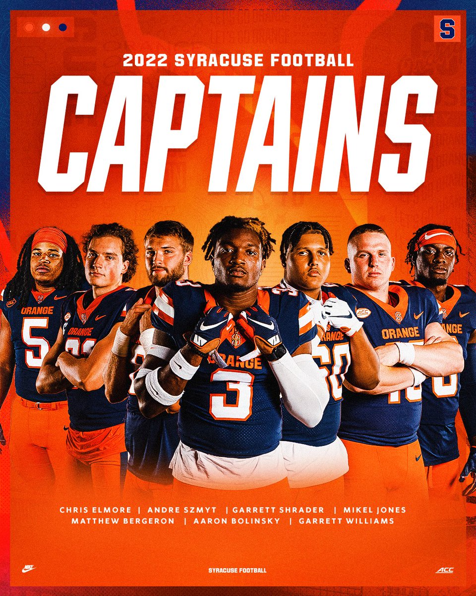 We have a lot of leaders on our team, but these seven were voted to wear the 'C' on their jersey this year. cuse.com/news/2022/8/27…