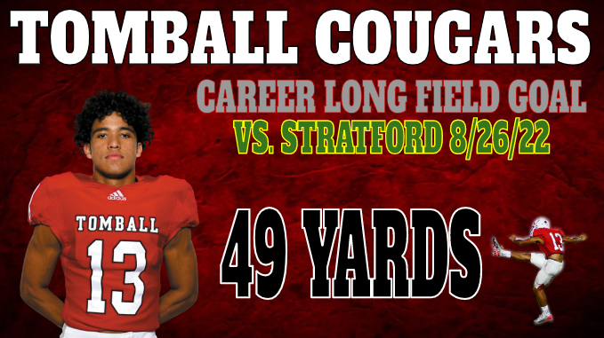 FootballTomball's tweet photo. 🚨CAREER LONG F.G. OF 49 YARDS @CAlvarado110
CLASS OF 2023 STUD...Not a bad start to the season! https://t.co/S3qy86Yt2Z