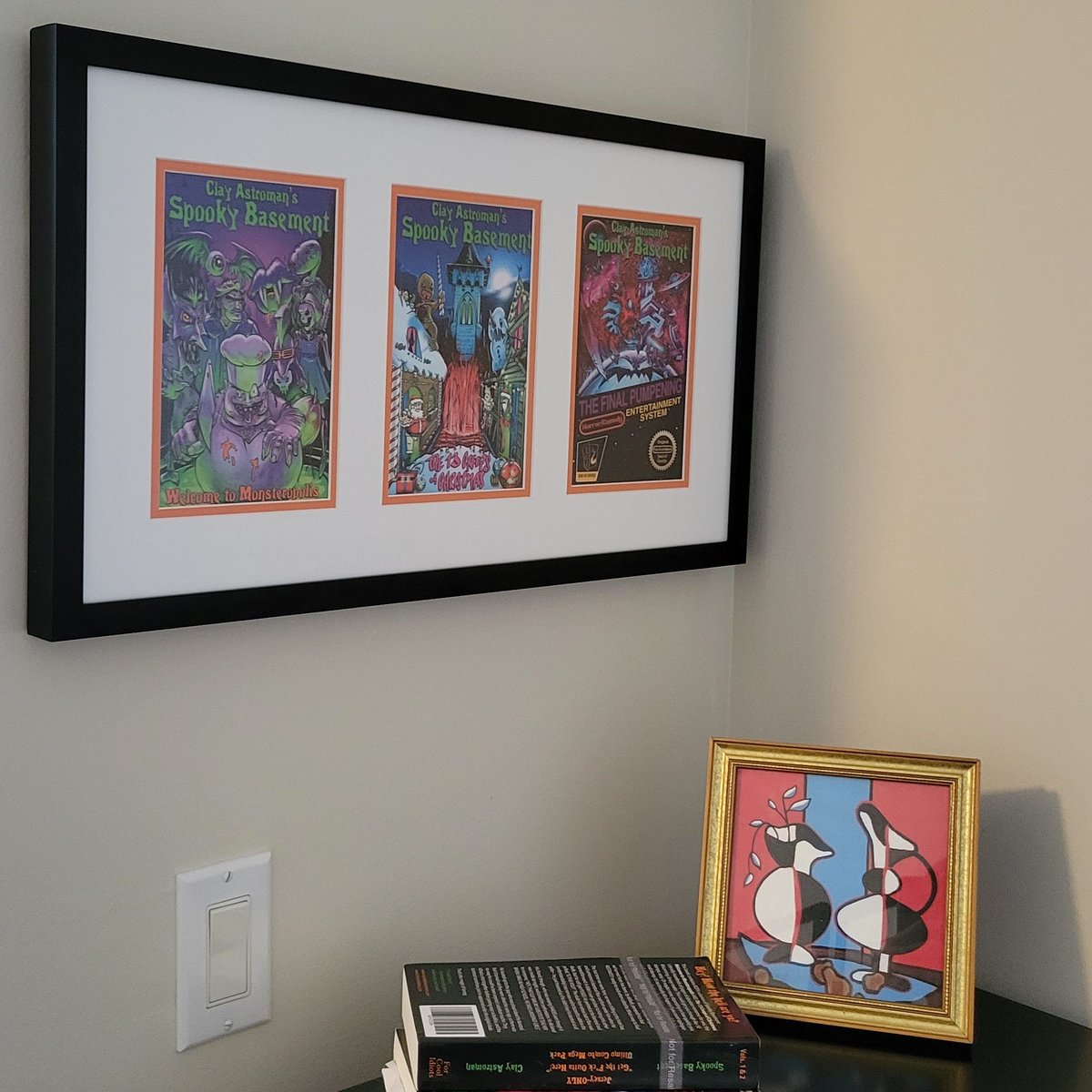 ClayAstroman's tweet photo. (1/3) Well, awwwlright! That's a wrap on the Spooky Basement book series. Thanks so much to Kästle for the super thoughtful framed books, and thanks to y'all for following our journey for nearly the last decade. https://t.co/SrVnivc338