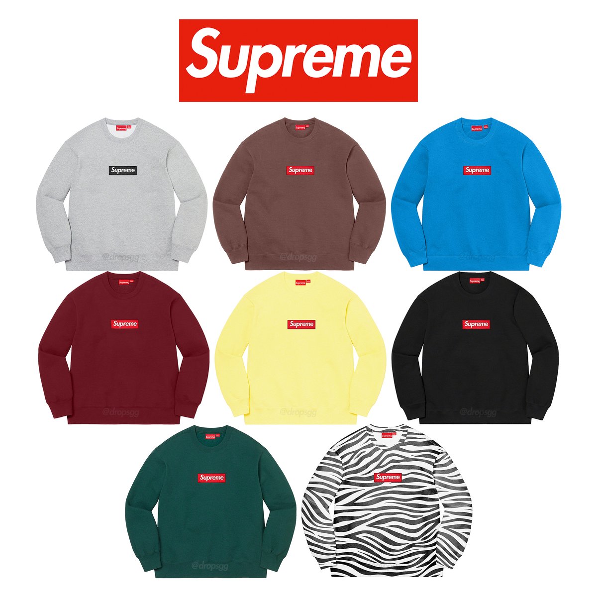 DropsByJay on X: Supreme FW22 Box Logo Crewneck Sweatshirt Your first look  at the Box Logo Crewneck Sweatshirt/Beanie which is expected to drop this  coming December. New set of colors to choose