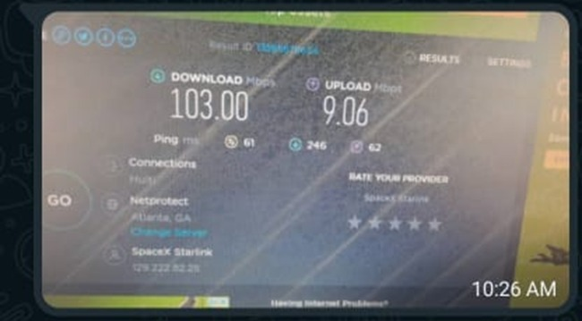 kurtjeancharles's tweet photo. Happy to confirm the first Starlink kit installed in Haiti for AHTIC this morning @ahticmedia #starlink #Haiti #AHTIC. Check our first bandwidth test result https://t.co/TVtwUsAGFG